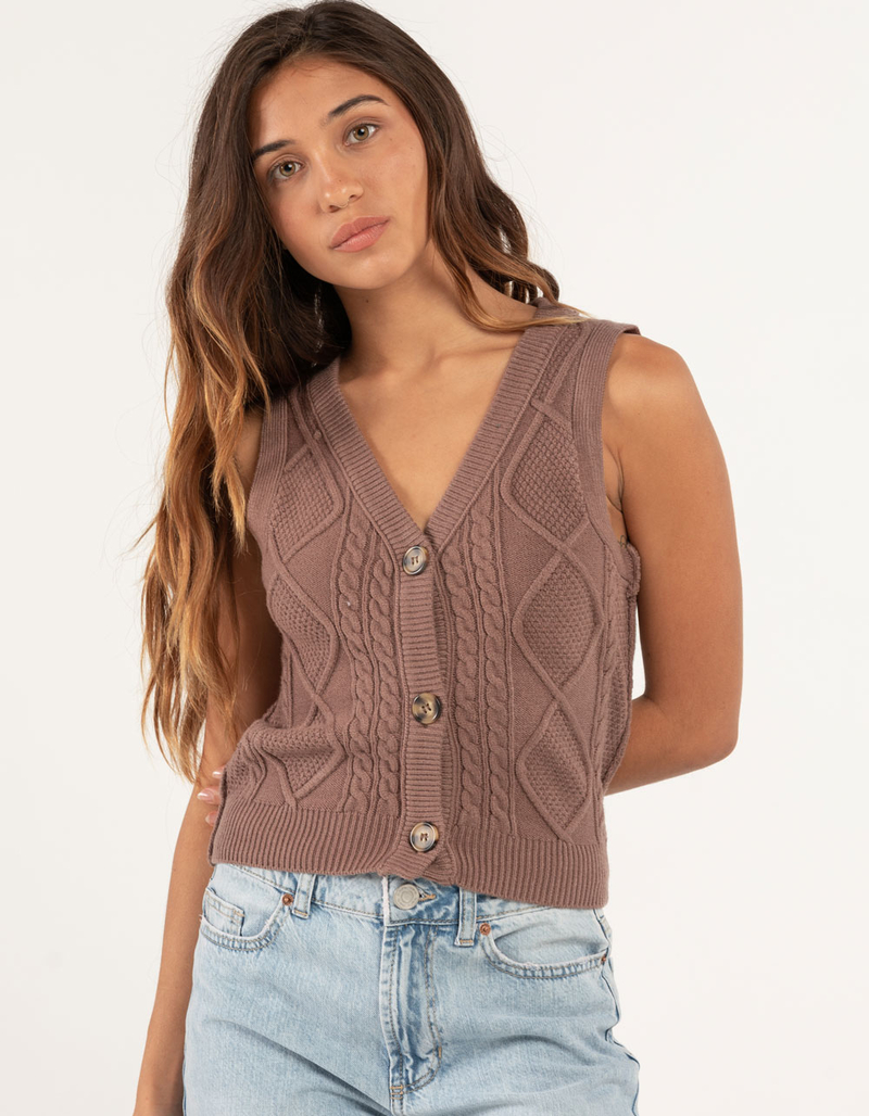 RSQ Cable Button Womens Vest image number 0