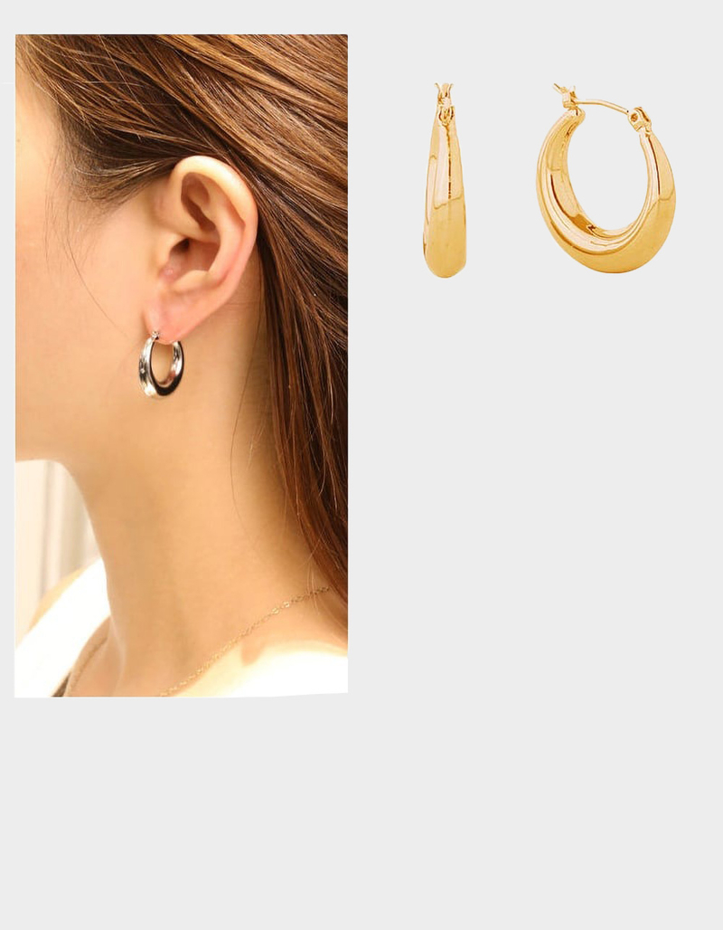 DO EVERYTHING IN LOVE 14K Gold Dipped Daily Hoop Pincatch Earrings image number 0