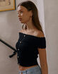 WEST OF MELROSE Off The Shoulder Button Front Top image number 3