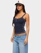 EDIKTED Contrast Stitched Lacey Henley Top image number 2