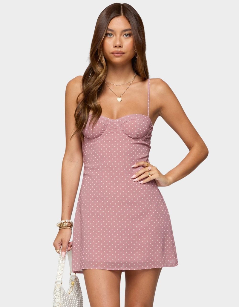 EDIKTED Polka Dot Cupped Chiffon Mini Dress image number 0