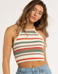 RSQ Womens Stripe Crochet Halter Top image number 2