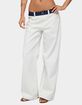 EDIKTED Polka Dot Waistband Low Rise Baggy Jeans image number 1
