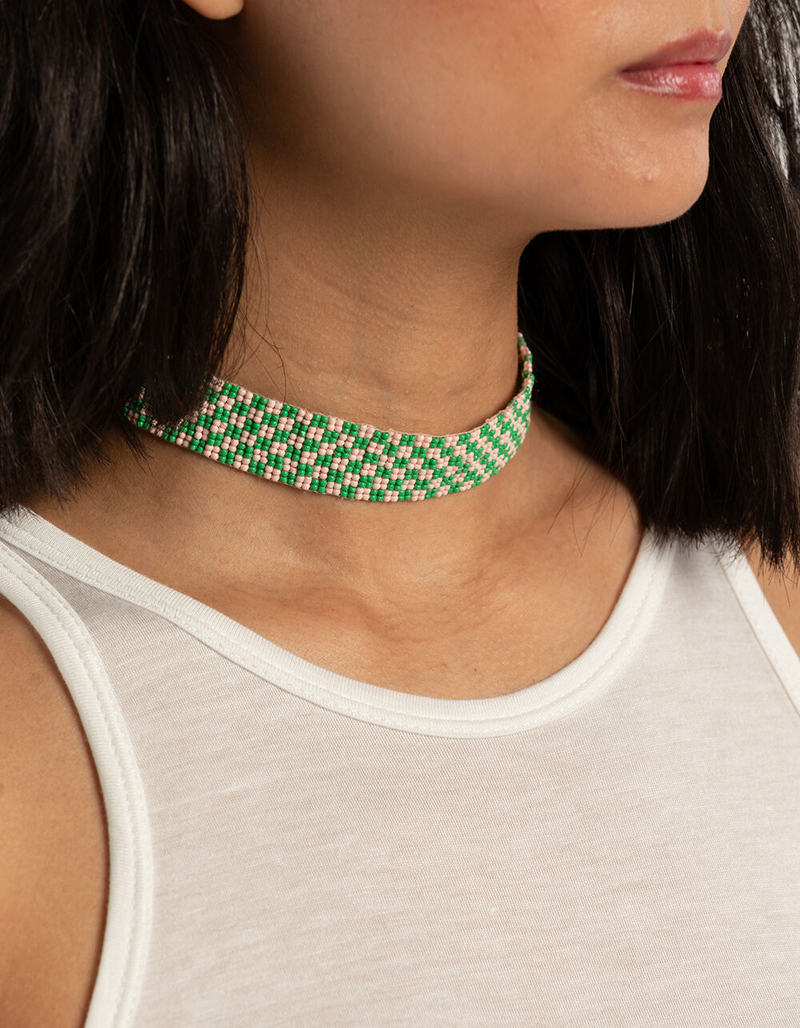 FULL TILT Beaded Checkered Choker Necklace image number 0