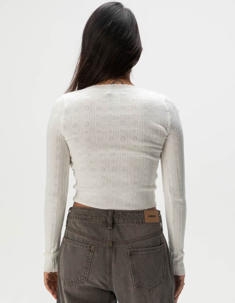 RSQ Pointelle Scallop Womens Pullover Sweater image number 3