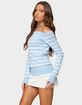 EDIKTED Lori Striped Off Shoulder Sweater image number 2