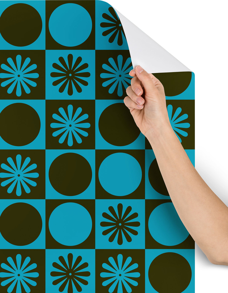 DENY DESIGNS Gnomeapple Muted Retro Checkered Pattern  2" x 10" Wallpaper Panel image number 1