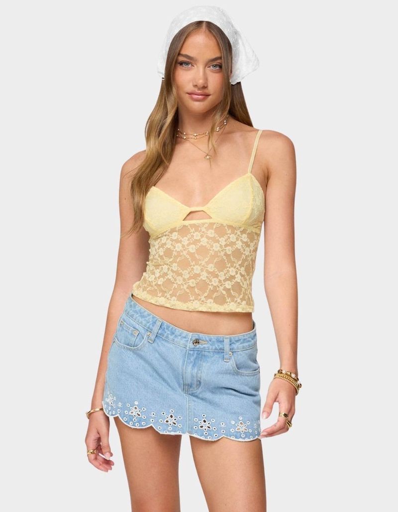 EDIKTED Sheer Lace Cut Out Tank Top image number 0