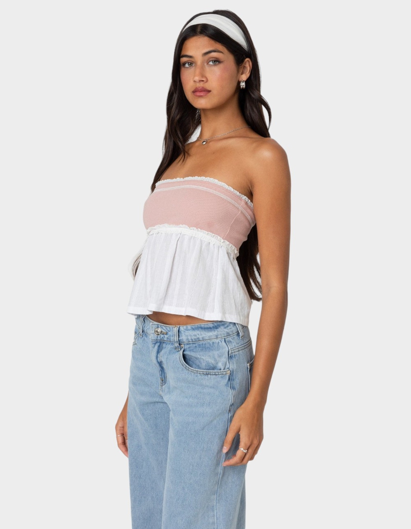 EDIKTED Rena Ribbed Peplum Tube Top image number 2