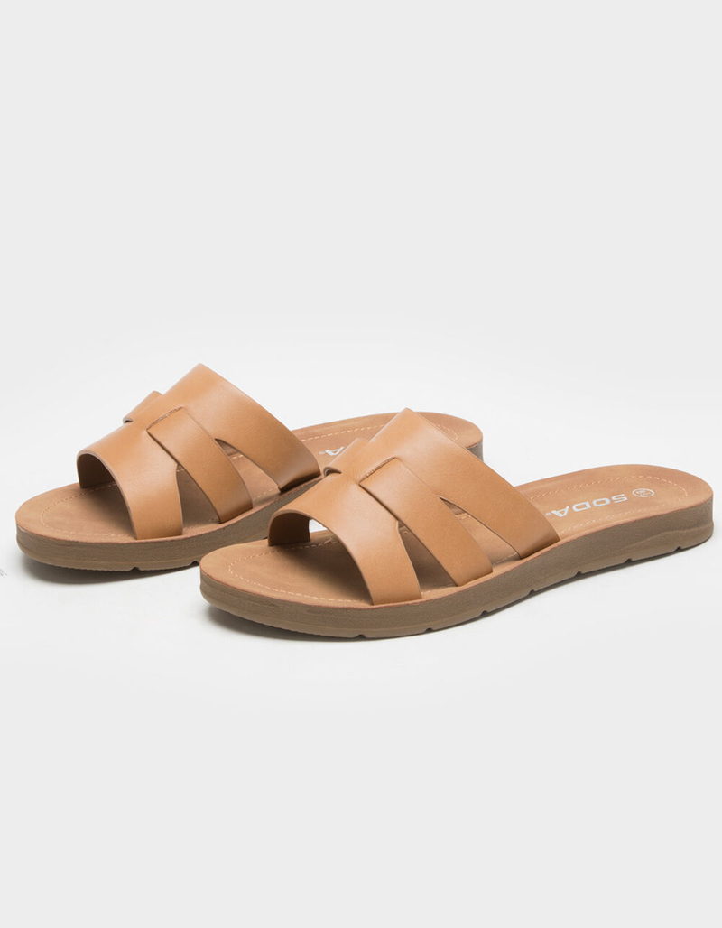 SODA Woven Womens Tan Slide Sandals image number 0