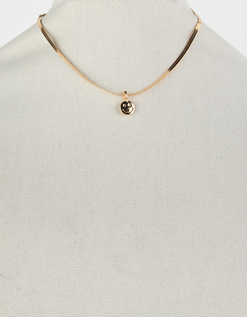 FULL TILT Snake Chain Smiley Face Necklace image number 2