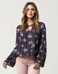 FULL TILT Floral Bell Sleeve Womens Top image number 1