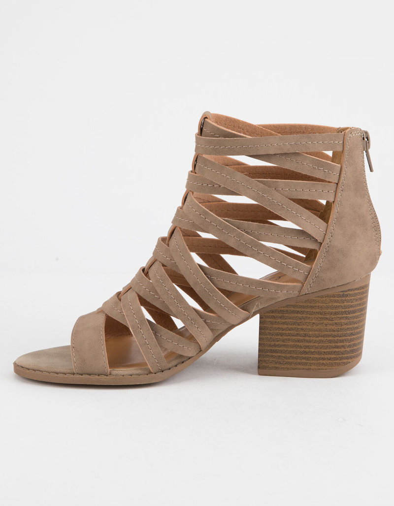 QUPID Core Taupe Womens Heeled Sandals image number 2