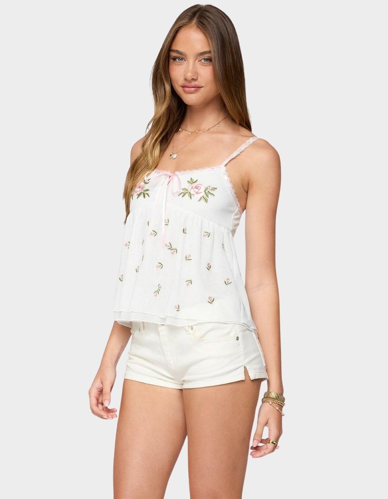 EDIKTED Embroidered Layered Mesh Babydoll Top image number 1