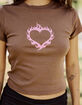 FULL TILT Flaming Heart Womens Baby Tee image number 7