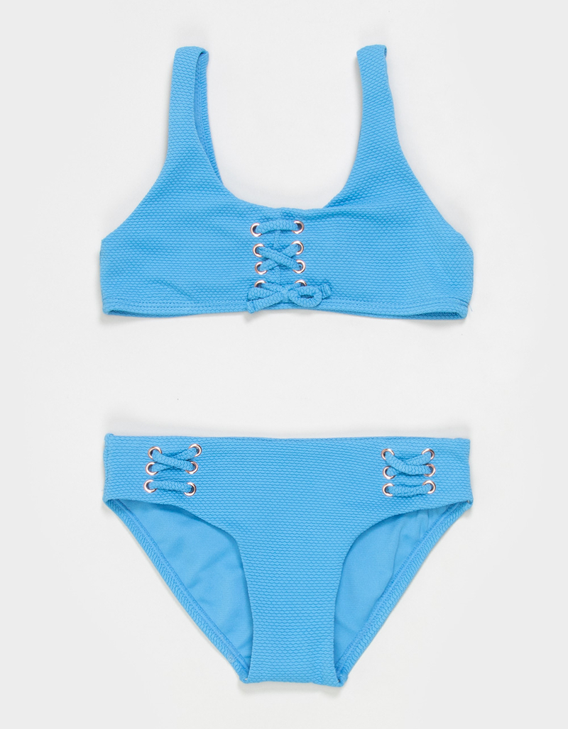 RAISINS Saltwater Solids Girls Texture Bralette Bikini Set image number 0