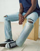RSQ Mens Slim Straight Faded Destroyed Jeans image number 3