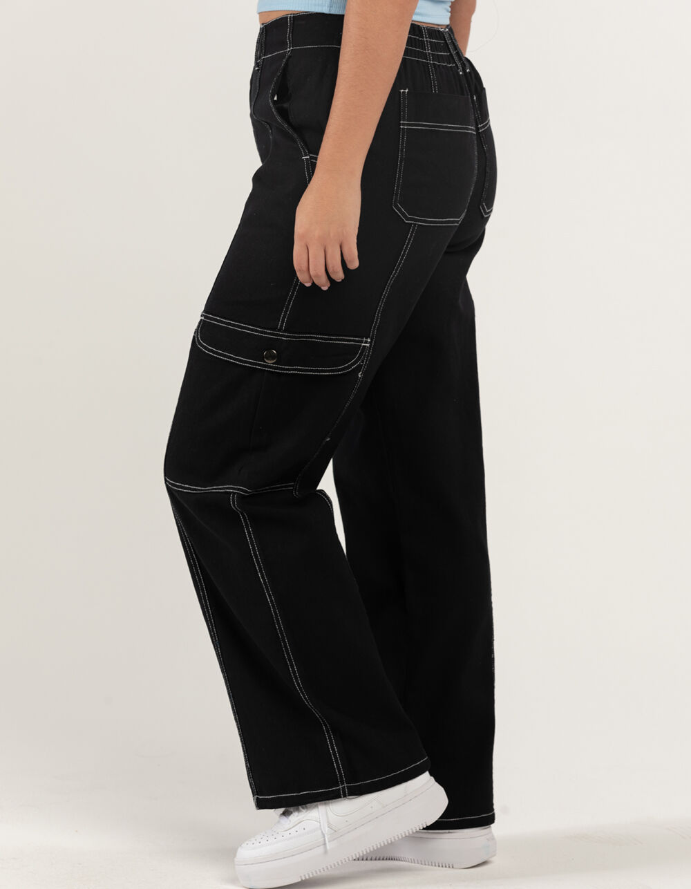 RSQ Womens Smock Waist Loose Cargo Pants - BLACK | Tillys