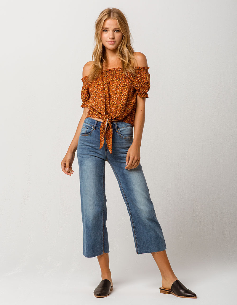MIMI CHICA Ditsy Floral Womens Off The Shoulder Top image number 3