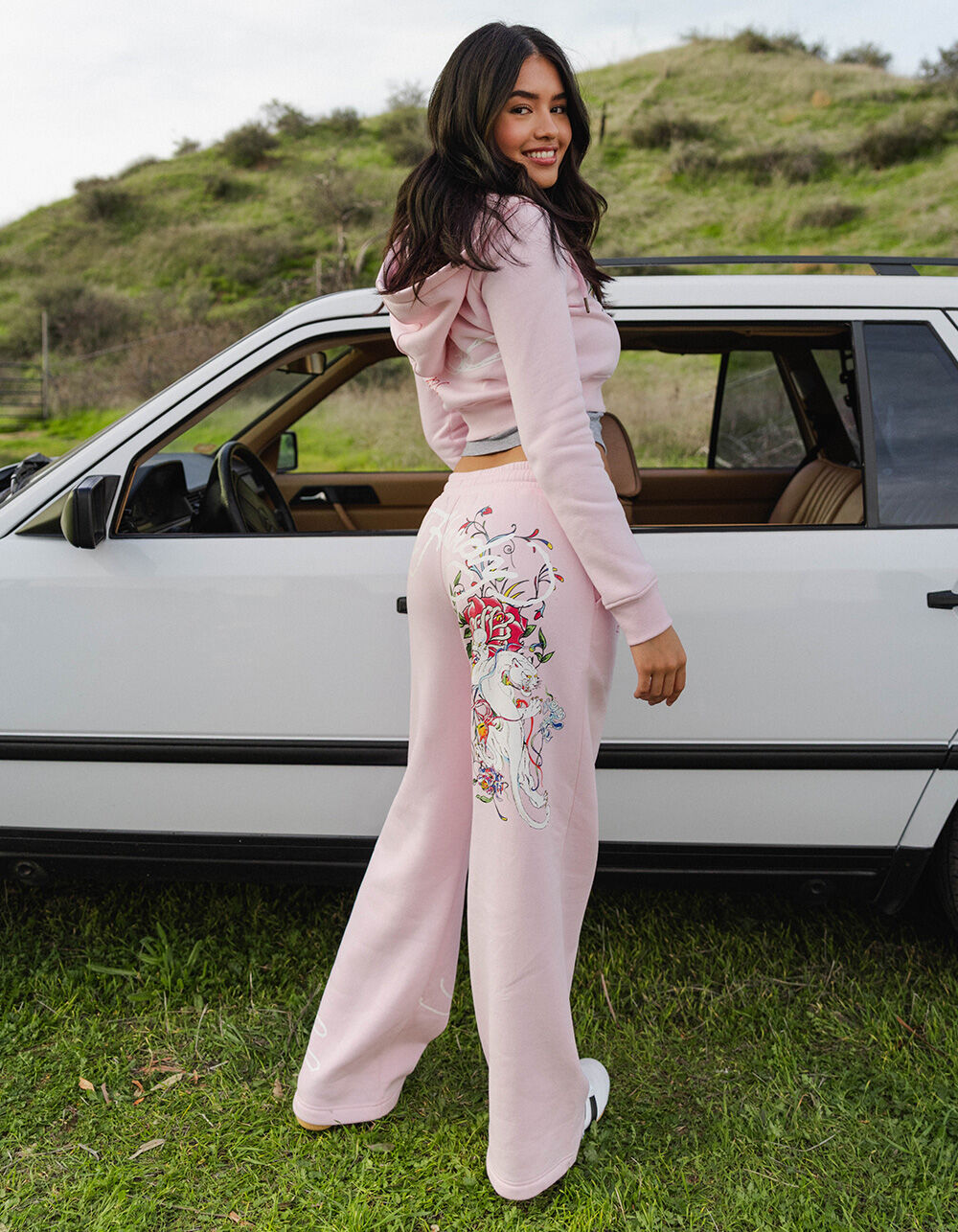 ED HARDY White Panther Womens Sweatpants - PINK - M | Tillys