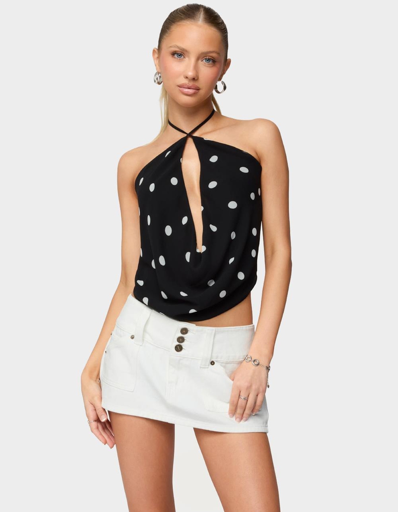 EDIKTED Chiffon Backless Cowl Neck Top image number 0