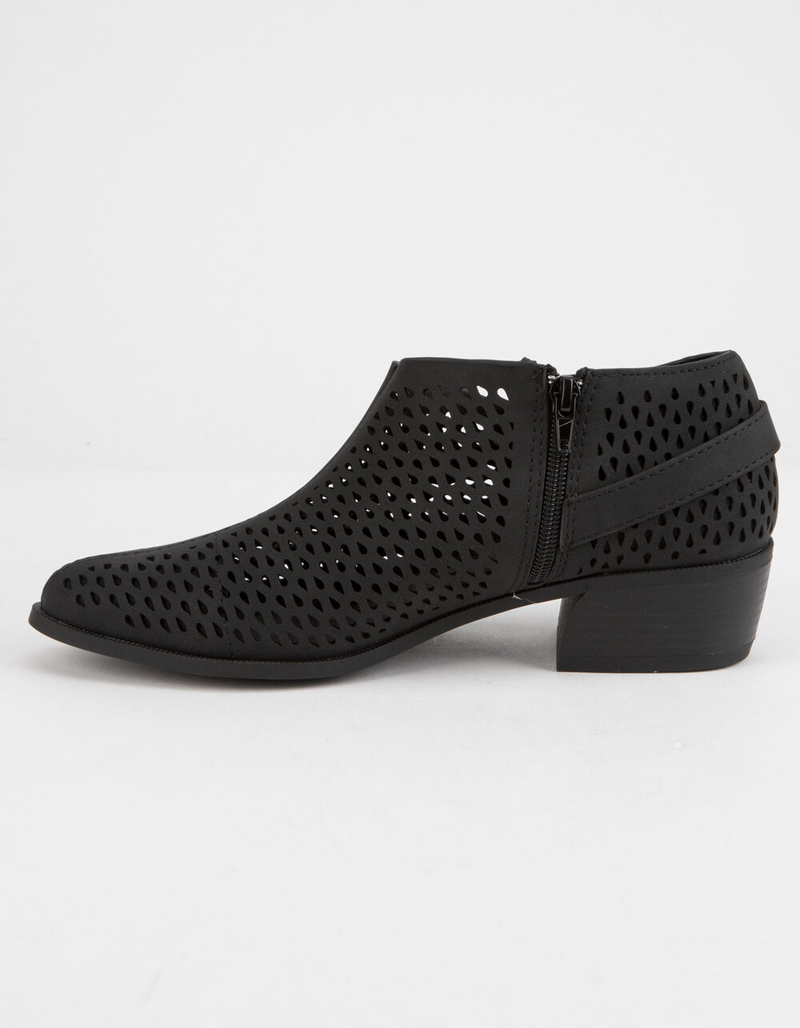 QUPID Perforated Low Black Womens Booties image number 2
