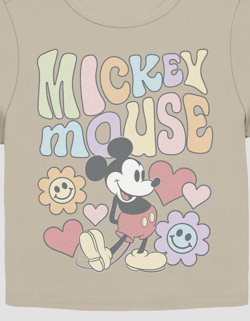 DISNEY Mickey Mouse Retro Flowers Womens Baby Tee image number 1
