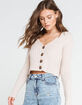 RSQ Wide Rib Womens Oatmeal Crop Cardigan image number 2