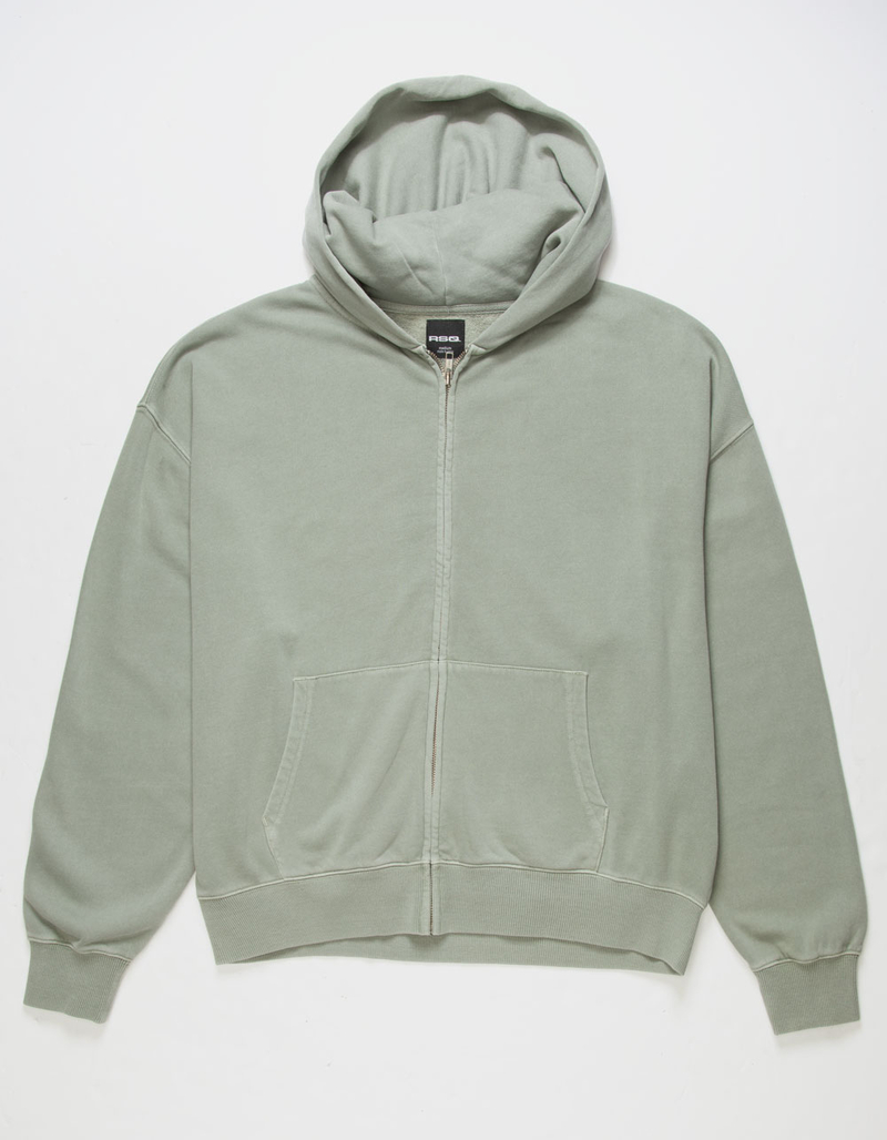 RSQ Mens Washed Oversized ZipUp Hoodie SAGE Tillys