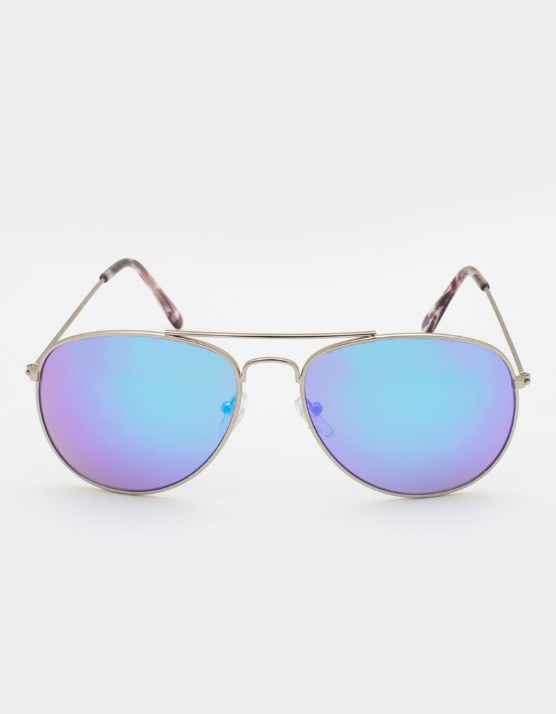 Purple Lens Metal Aviator Sunglasses image number 1