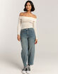 FULL TILT Fold Over Rib Off The Shoulder Womens Top image number 2