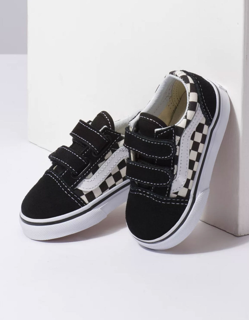 VANS Toddler Primary Check Old Skool Velcro Shoes image number 2
