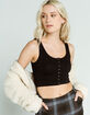 FULL TILT Seamless Henley Womens Black Crop Tank image number 1