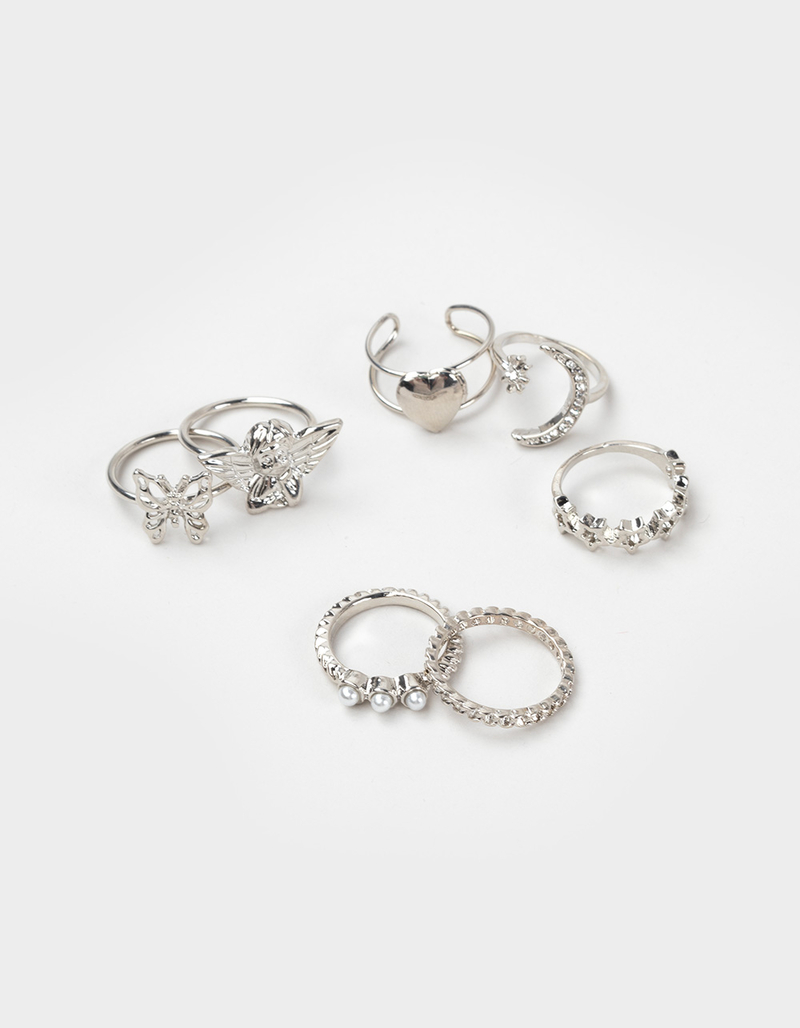 FULL TILT 7 Pack Butterfly/Angel/Moon Rings image number 0