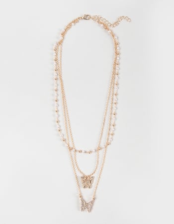 FULL TILT Layered Butterfly Rhinestone Necklace Primary Image