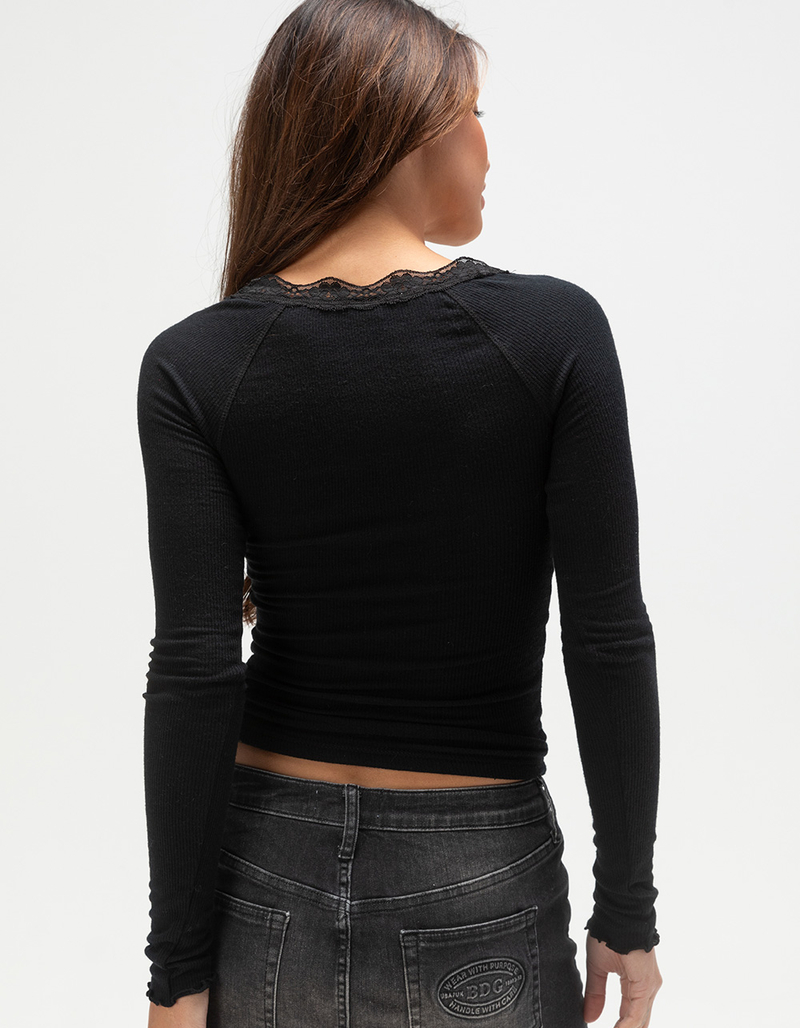BDG Urban Outfitters Diana Layering Lace Trim Womens Henley Top image number 3