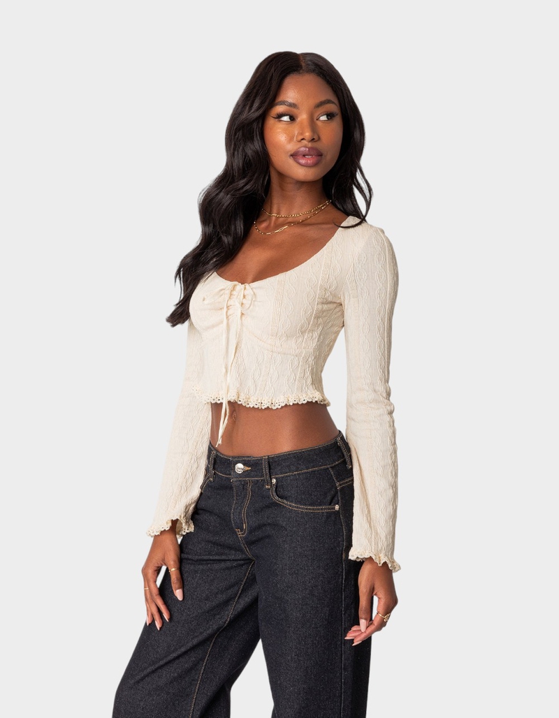 EDIKTED Lacey Long Sleeve Knit Top image number 2