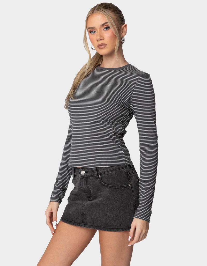 EDIKTED Brianna Striped Long Sleeve Tee image number 2