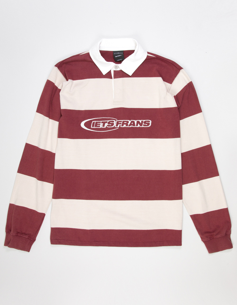 IETS FRANS Stripe Mens Long Sleeve Rugby Shirt BURGUNDY Tillys