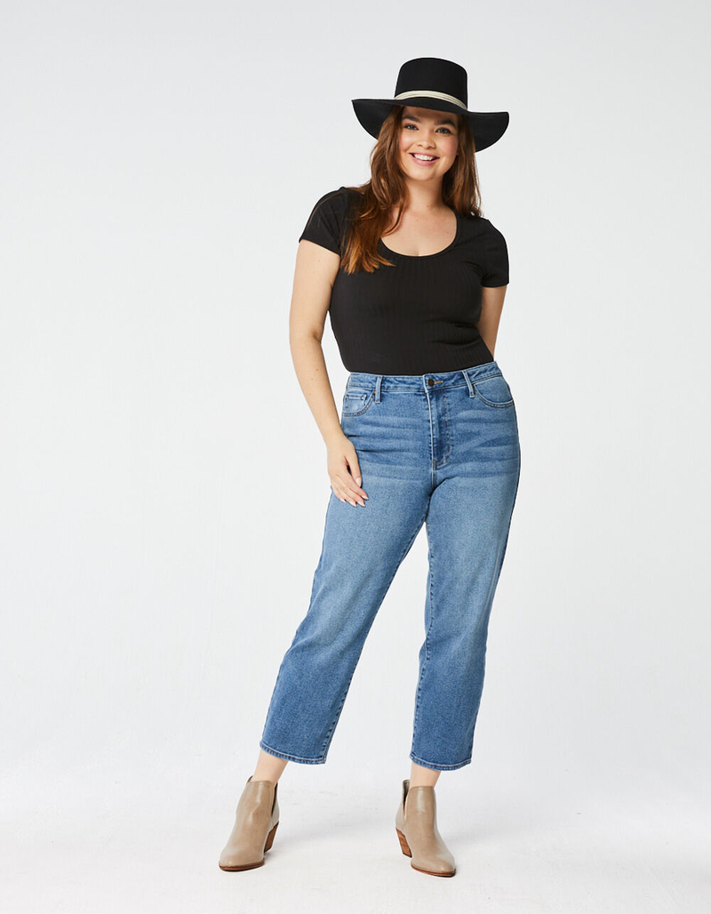 RSQ High Rise Medium Wash Womens Straight Leg Jeans image number 3