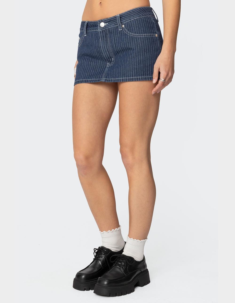EDIKTED Neria Pinstripe Denim Micro Skort image number 3