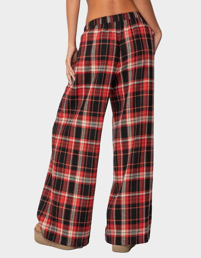 EDIKTED Lounge Around Plaid Wide Leg Pants image number 4