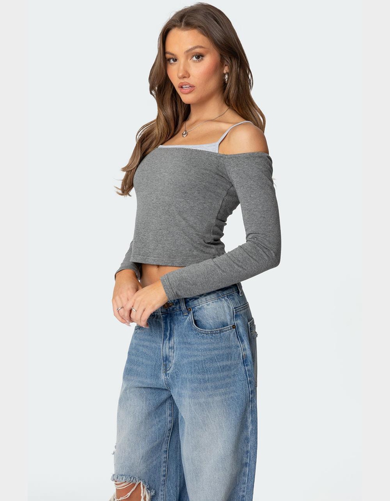 kady Side Slits Plain Long Sleeves Tee