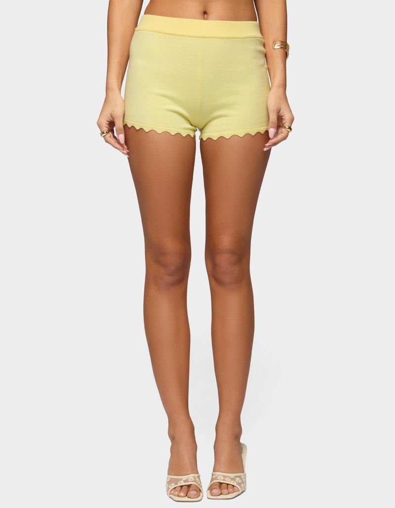 EDIKTED Rosie Scalloped Knit Shorts image number 0