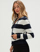 PINK ROSE Womens Stripe Zip-Up Hooded Sweater image number 3