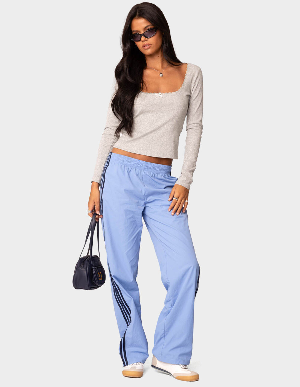 EDIKTED Nikki Nylon Pants - BLUE | Tillys