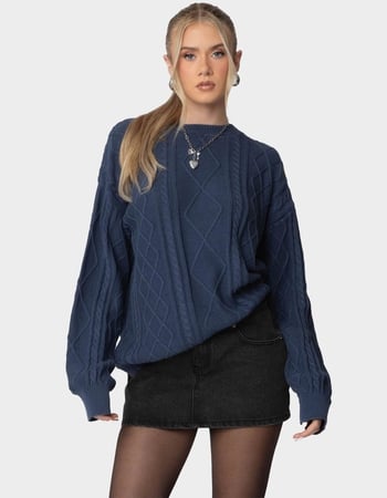 EDIKTED Jessy Cable Knit Oversized Sweater Primary Image