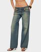 EDIKTED Faux Suede Star Low Rise Jeans image number 1