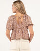 LIBERTY LOVE Ditsy V Neck Open Back Womens Babydoll Top image number 3