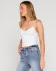 FULL TILT Essential Lace Trim Womens White Cami image number 2